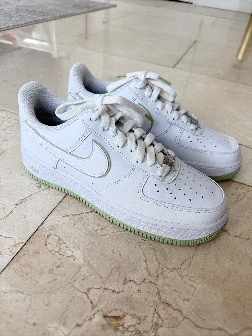 Nike Kids White Sneakers with Mint Green Accents